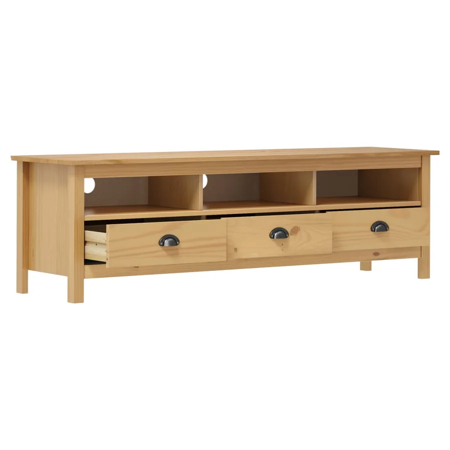 Meuble TV Hill Range Marron miel 158x40x47cm Bois de pin solide - 3