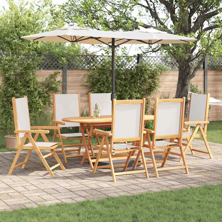 Ensemble de salle à manger pour jardin 7 pcs Blanc crème