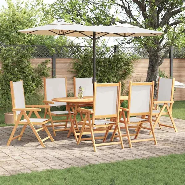 Ensemble de salle à manger pour jardin 7 pcs Blanc crème