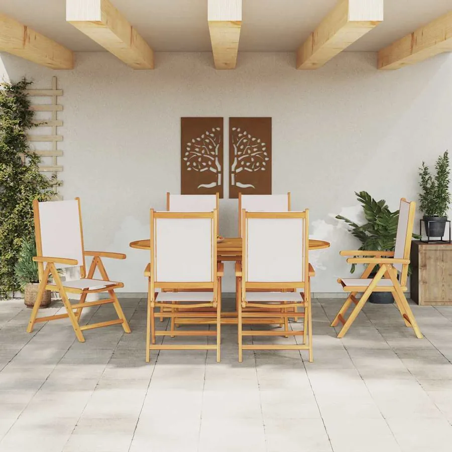 Ensemble de salle à manger pour jardin 7 pcs Blanc crème - 4