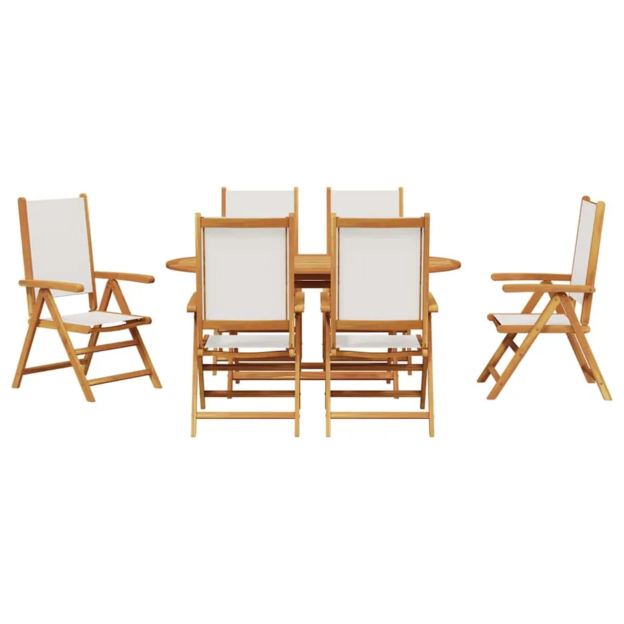 Ensemble de salle à manger pour jardin 7 pcs Blanc crème - 9