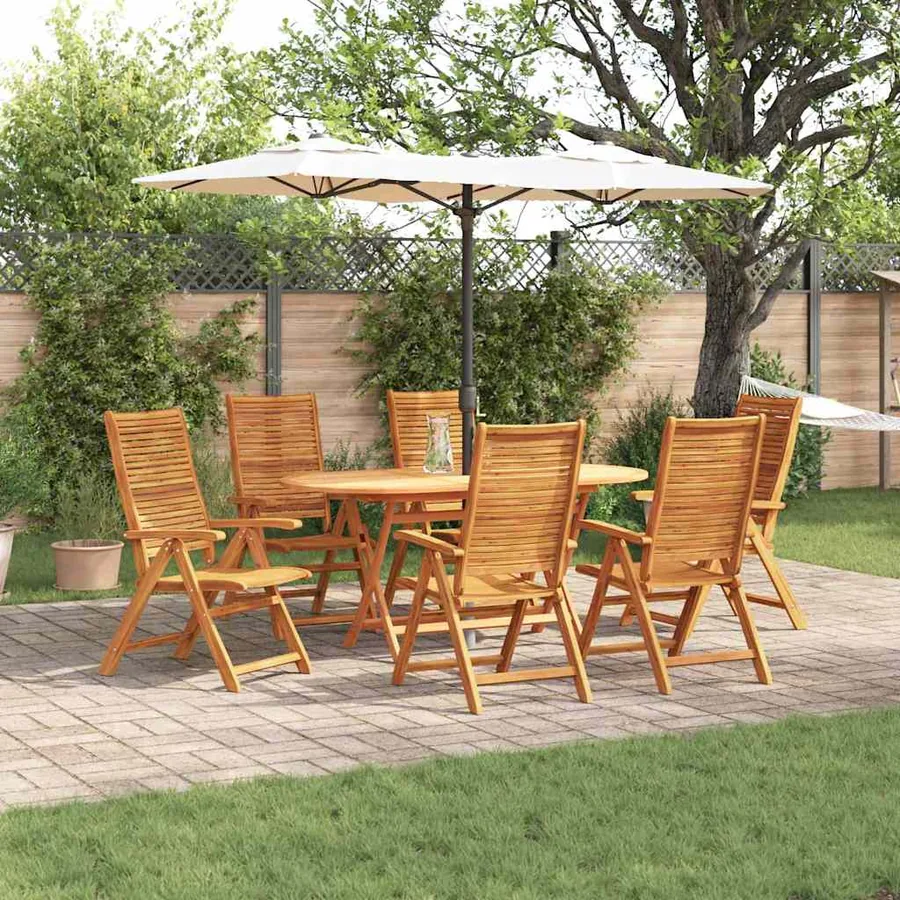 Ensemble de salle à manger pour jardin 7 pcs Marron