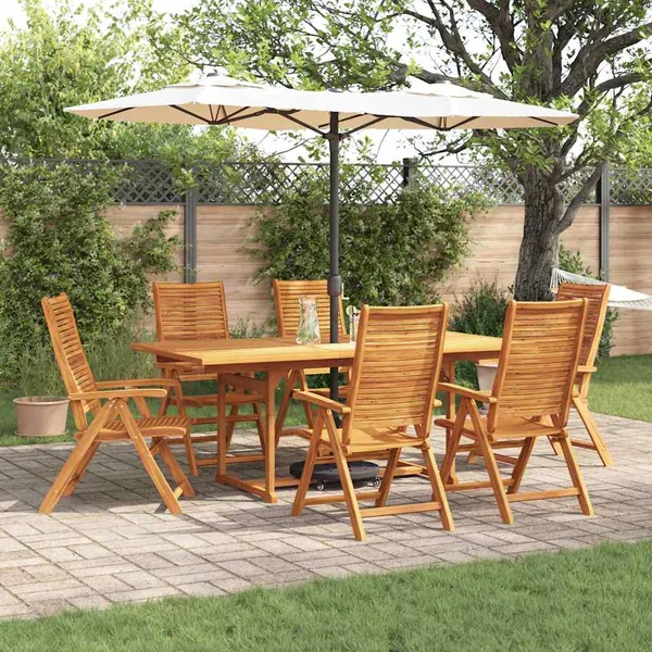 Ensemble de salle à manger pour jardin 7 pcs Marron