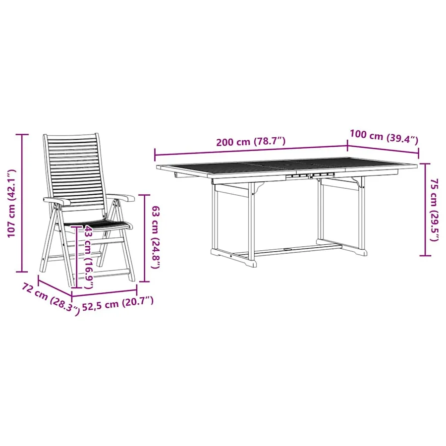 Ensemble de salle à manger pour jardin 7 pcs Marron - 14