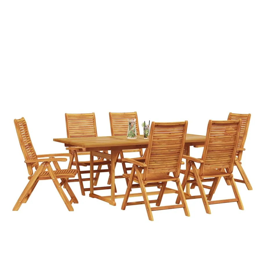 Ensemble de salle à manger pour jardin 7 pcs Marron - 3