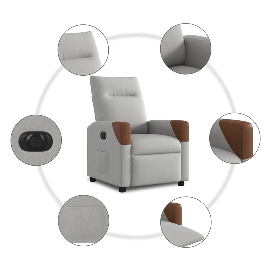Fauteuil inclinable électrique gris nuage tissu - 10