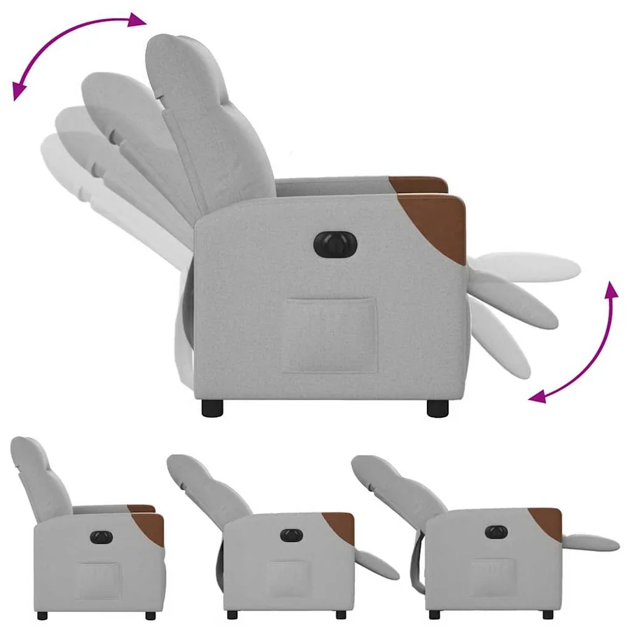 Fauteuil inclinable électrique gris nuage tissu - 8
