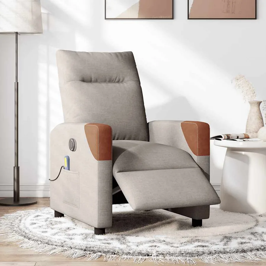 Fauteuil de massage inclinable électrique Taupe Tissu - 2