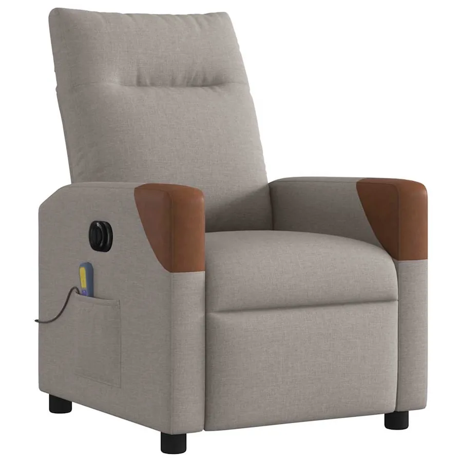 Fauteuil de massage inclinable électrique Taupe Tissu - 4