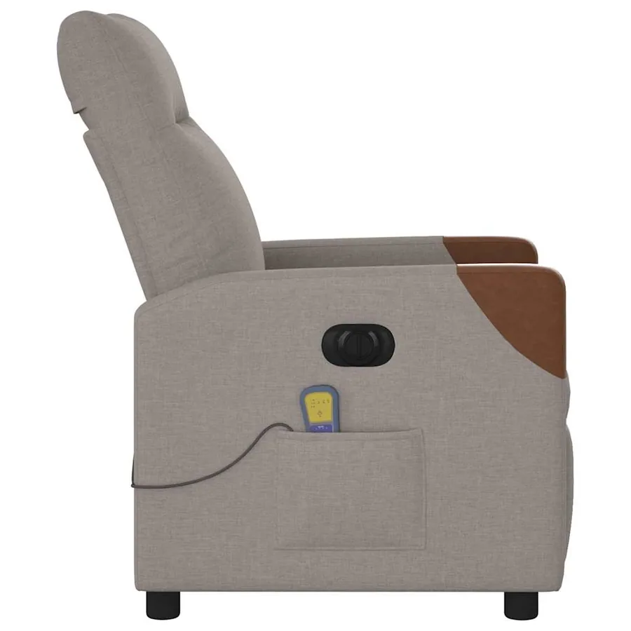 Fauteuil de massage inclinable électrique Taupe Tissu - 6