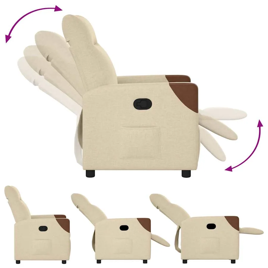 Fauteuil inclinable Crème Tissu - 6