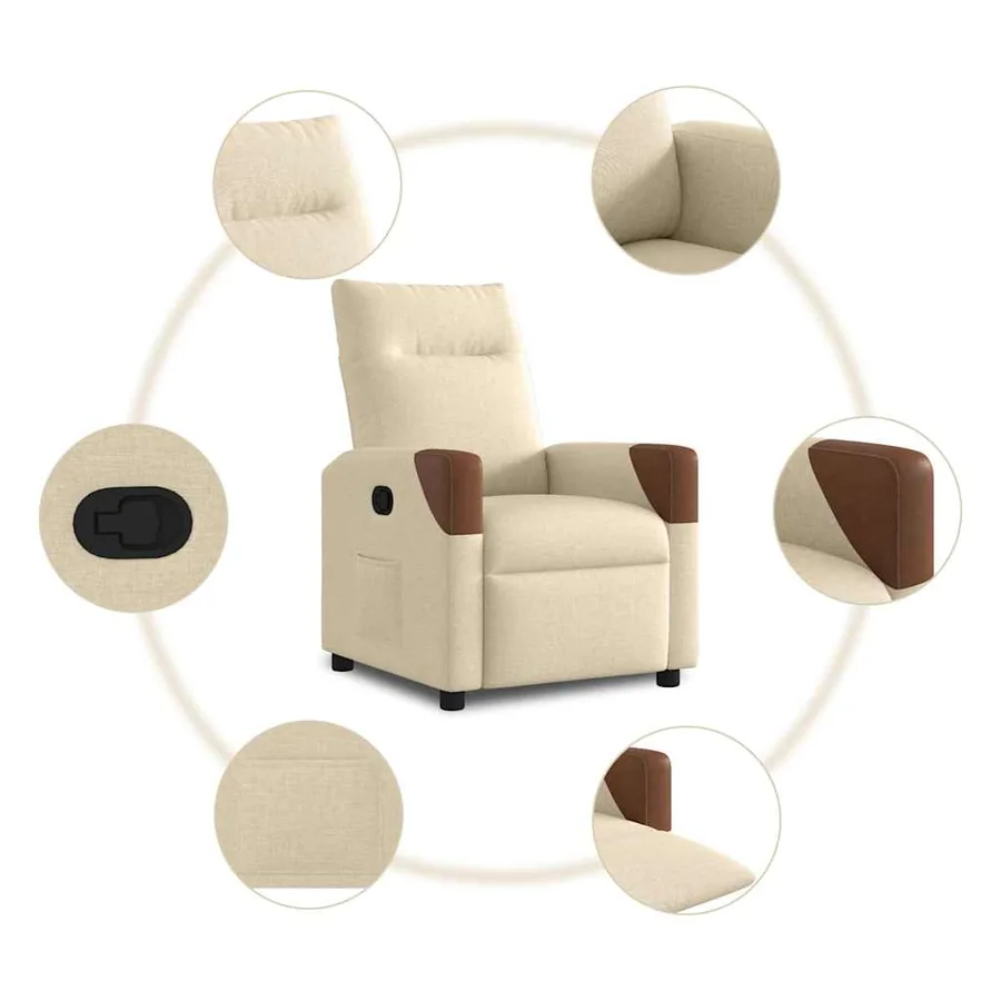 Fauteuil inclinable Crème Tissu - 7
