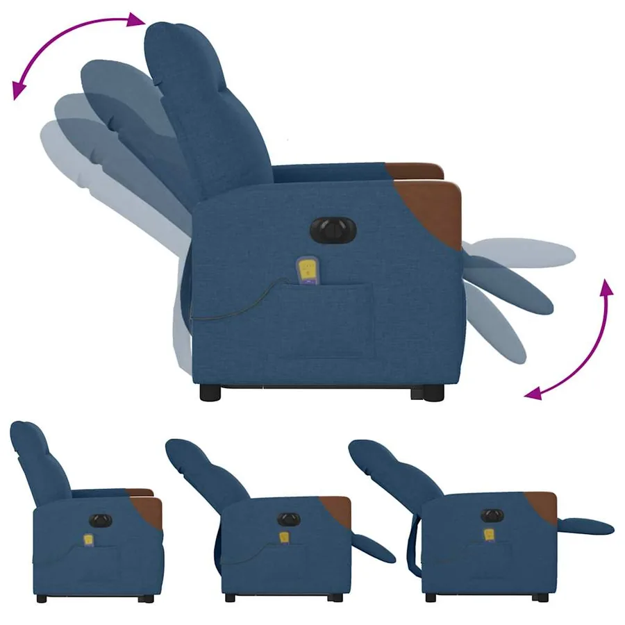 Fauteuil inclinable de massage électrique bleu tissu - 10