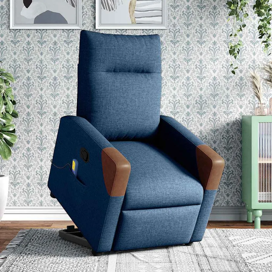 Fauteuil de massage inclinable Bleu Tissu - 2