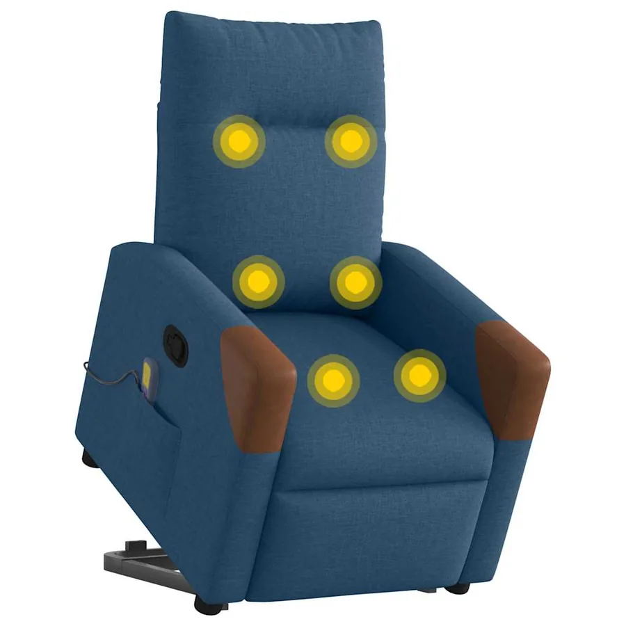 Fauteuil de massage inclinable Bleu Tissu - 3