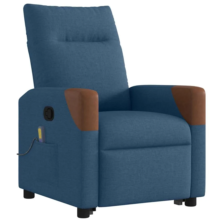 Fauteuil de massage inclinable Bleu Tissu - 4