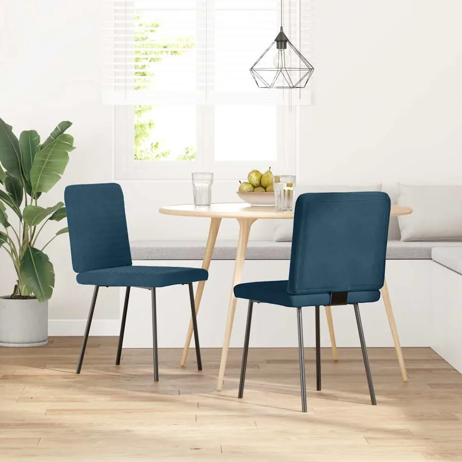 Chaises à manger lot de 2 Bleu Velours - 2
