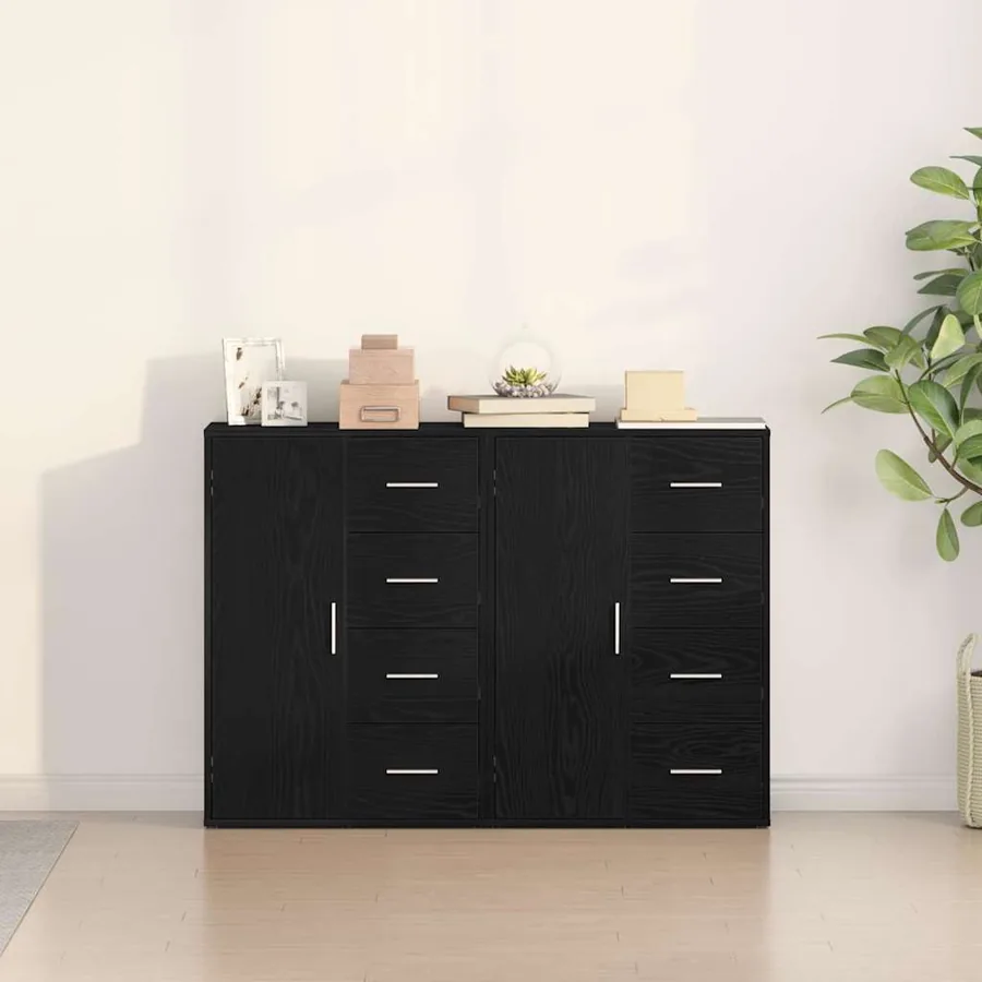 Buffet 2 pcs Chêne noir 60 x 31 x 84 cm Bois d'ingénierie - 4