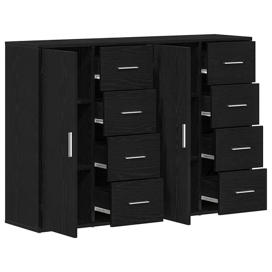 Buffet 2 pcs Chêne noir 60 x 31 x 84 cm Bois d'ingénierie - 5
