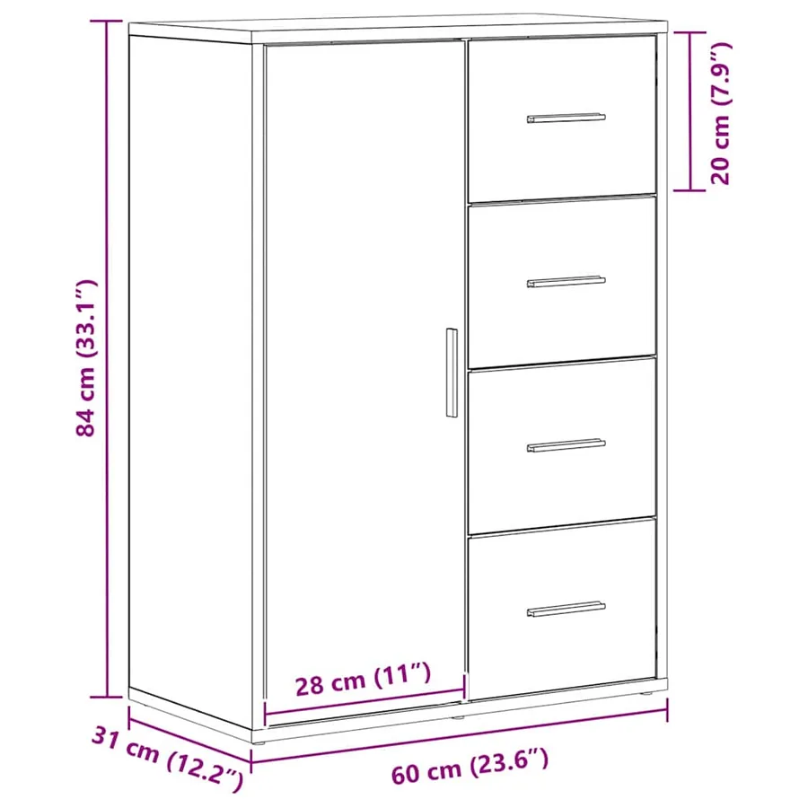 Buffet Chêne artisanal 60 x 31 x 84 cm Bois d'ingénierie - 8