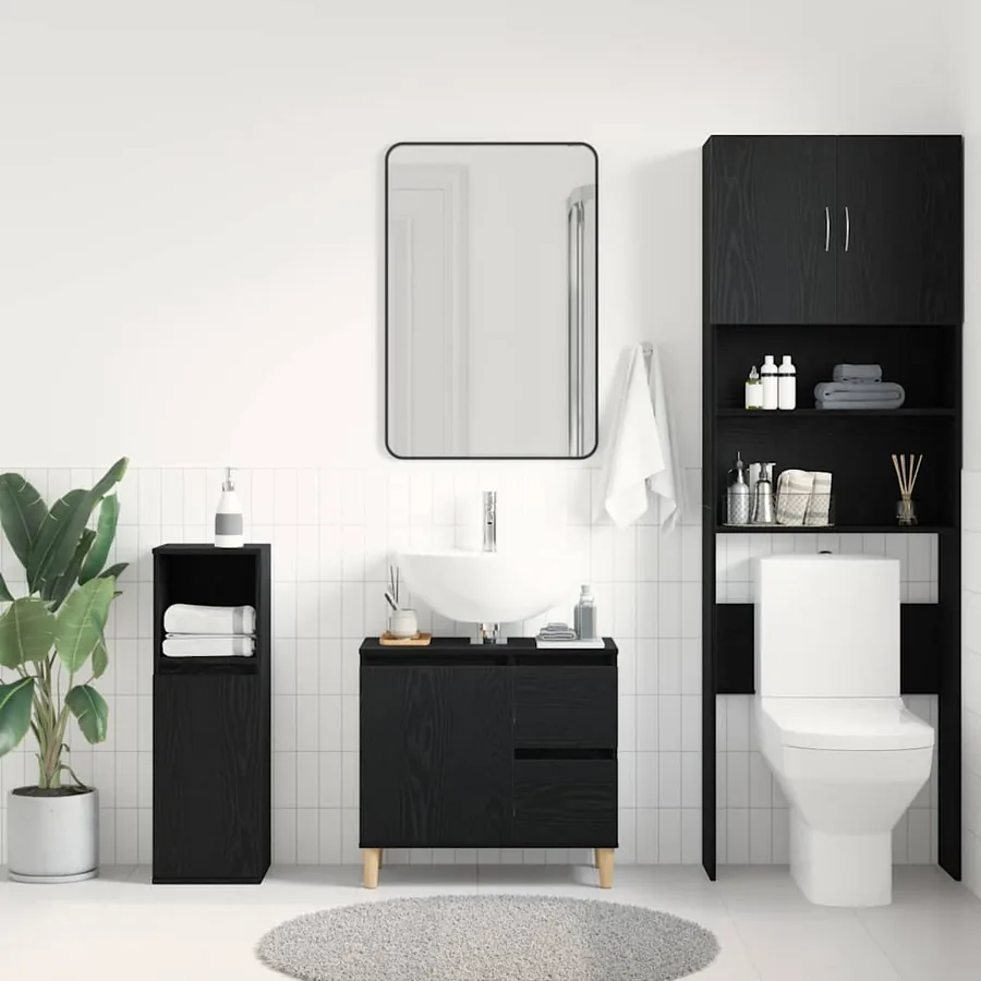 Cabinet de salle de bain avec tiroir Chêne noir 65 x 33 x 60 cm - 4