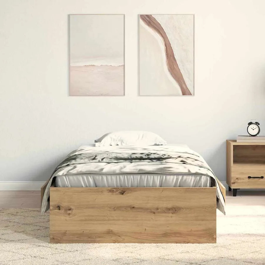Cadre de lit Chêne artisanal 100 x 200 cm Bois d'ingénierie - 3