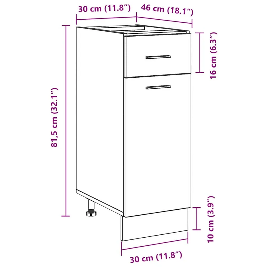 Armoire suspendue avec tiroir Chêne noir 30 x 46 x 81,5 cm - 15