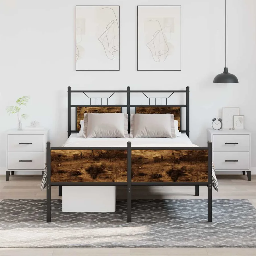 Cadre de lit sans matelas chêne fumé 120x200 cm bois ingénierie - 4