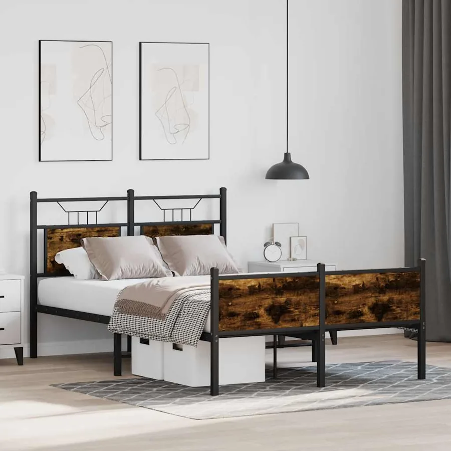 Cadre de lit sans matelas chêne fumé 120x200 cm bois ingénierie - 5