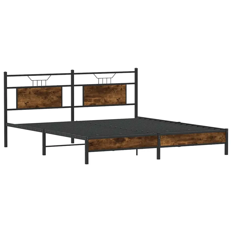 Cadre de lit sans matelas chêne fumé 183x203 cm bois ingénierie - 5