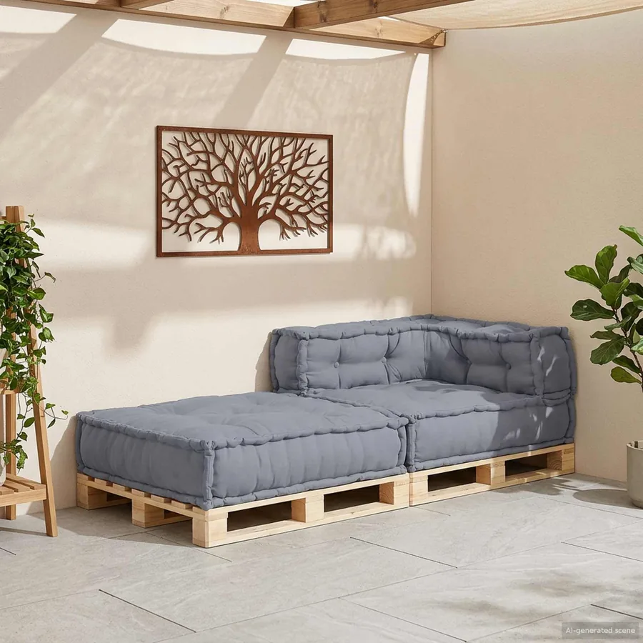 Unité de canapé modulaire Gris 70 x 70 x 56 cm Tissu - 3