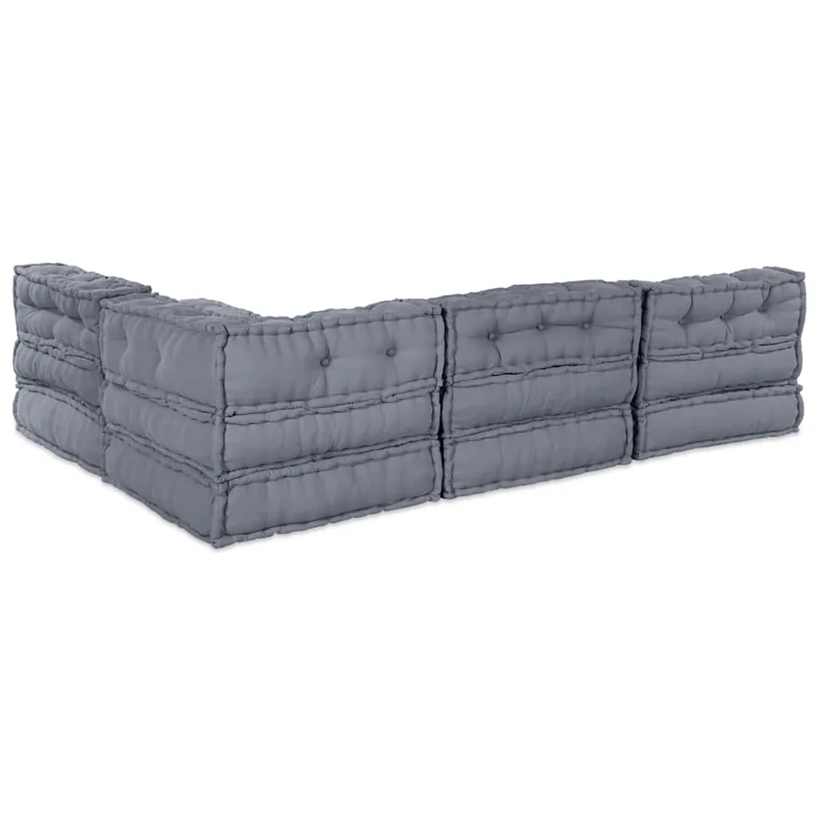 Unité de canapé modulaire 4 pcs Gris Tissu - 9