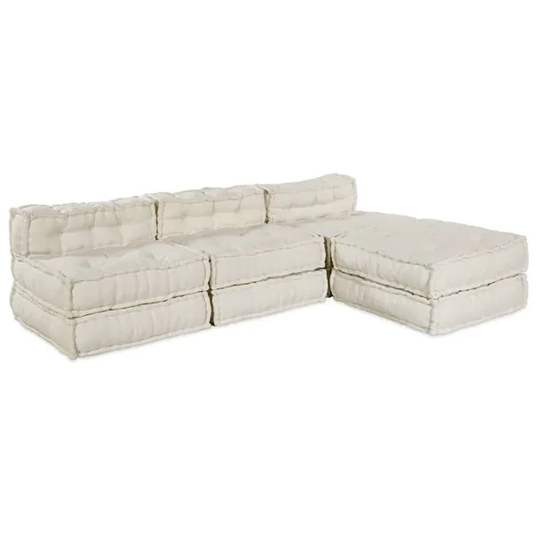 Unité de canapé modulaire 4 pcs Crème Tissu