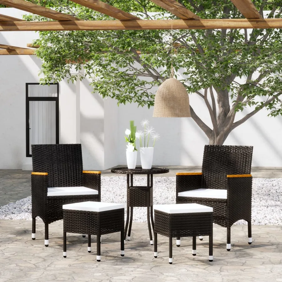 Salon de jardin 5 pcs Résine tressée Noir