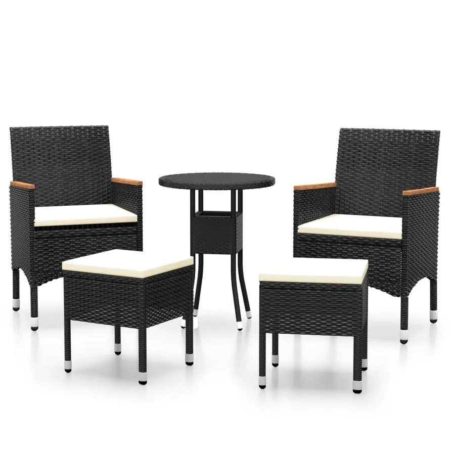 Salon de jardin 5 pcs Résine tressée Noir - 2