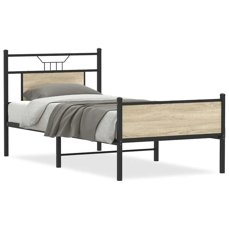 Cadre de lit sans matelas chêne sonoma 90x190 cm - 2