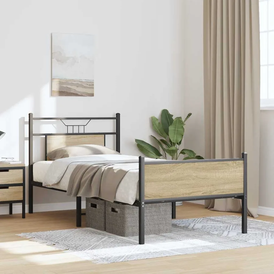 Cadre de lit sans matelas chêne sonoma 90x190 cm - 5