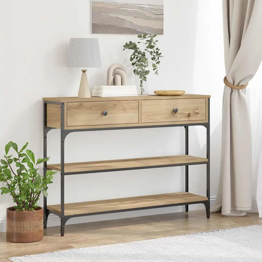 Table console Chêne artisanal 100 x 25 x 75 cm