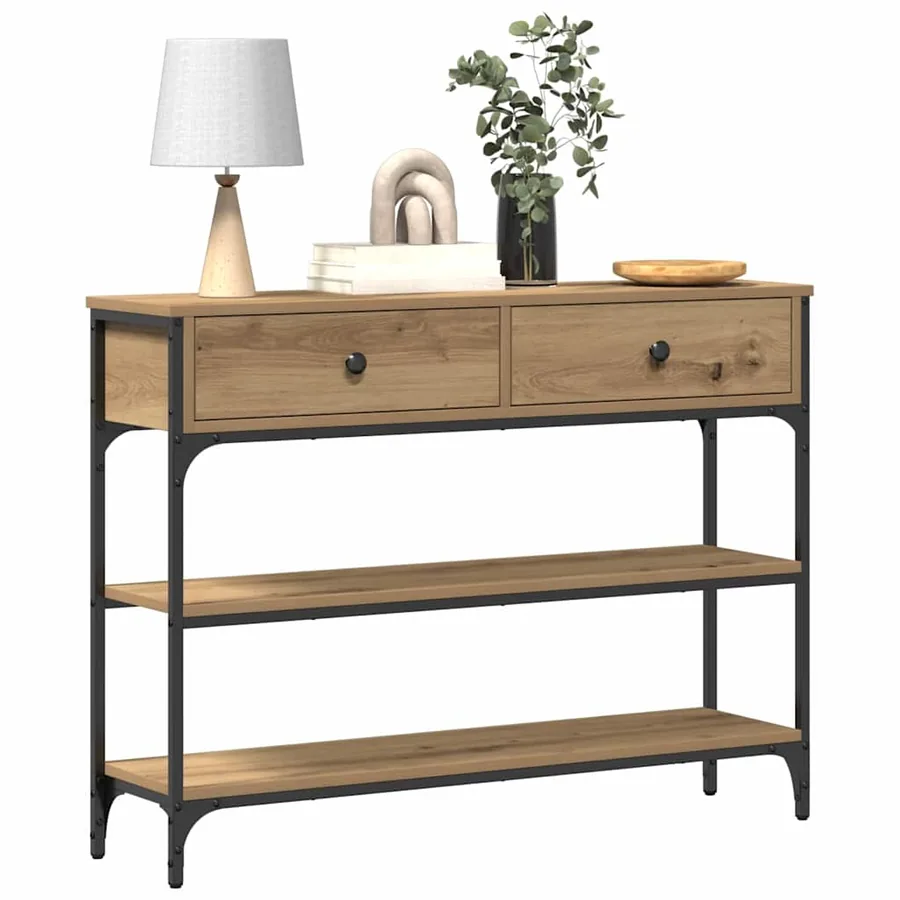 Table console Chêne artisanal 100 x 25 x 75 cm - 3