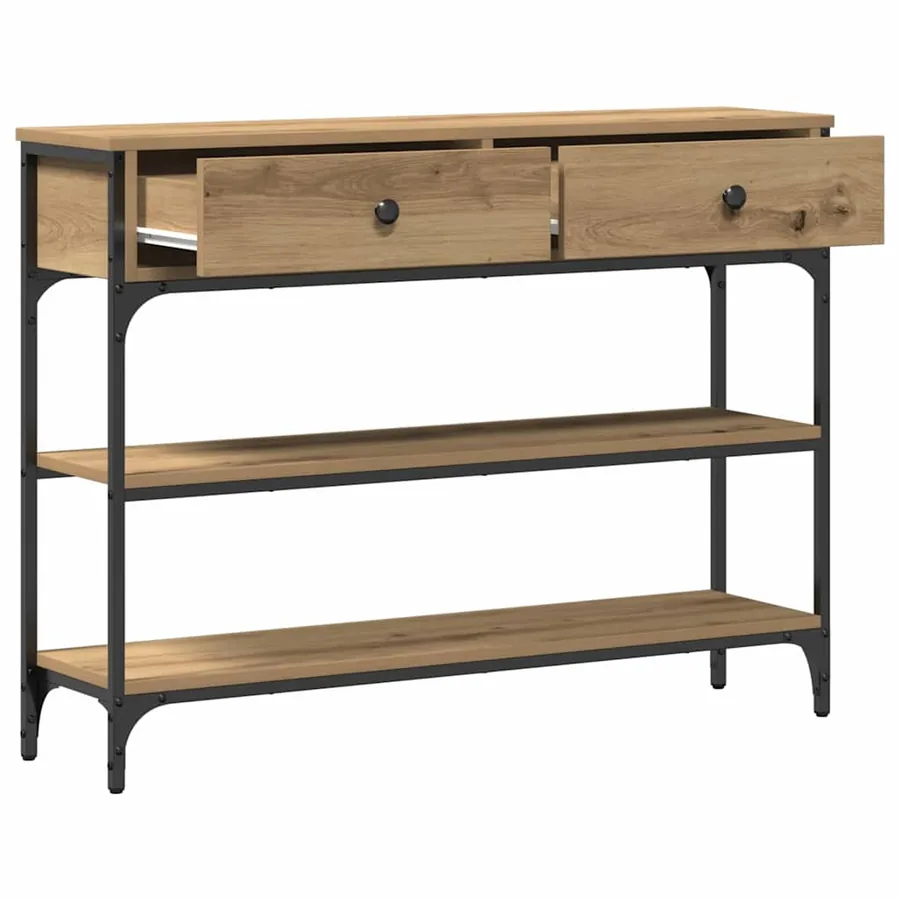 Table console Chêne artisanal 100 x 25 x 75 cm - 5