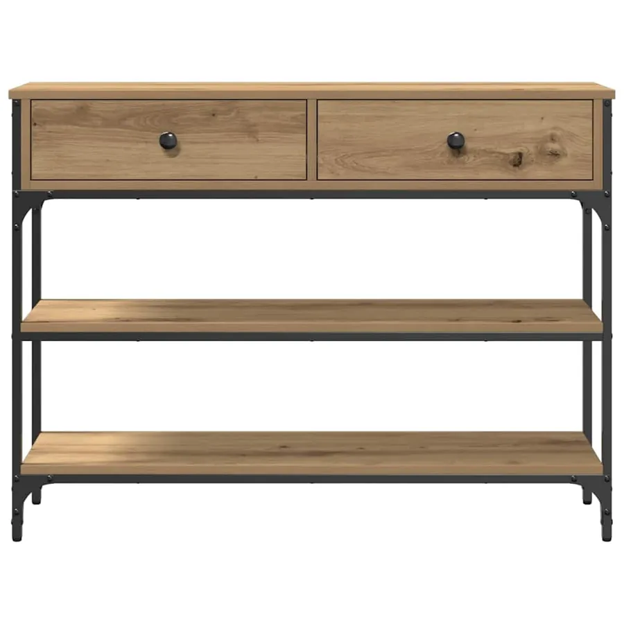 Table console Chêne artisanal 100 x 25 x 75 cm - 6