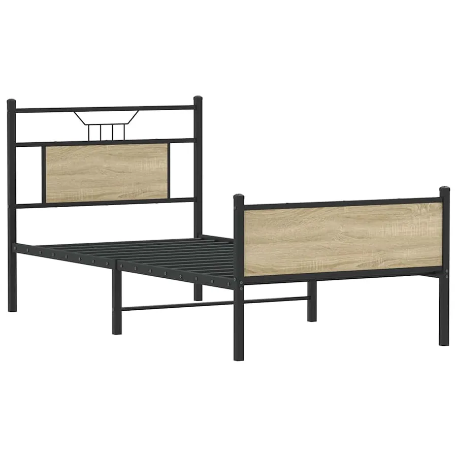 Cadre de lit sans matelas chêne sonoma 75x190 cm - 3