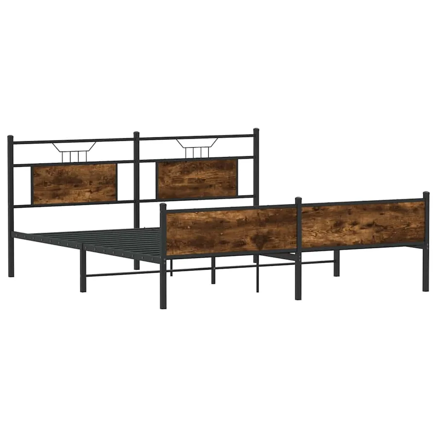 Cadre de lit en métal sans matelas chêne fumé 180x200 cm - 3