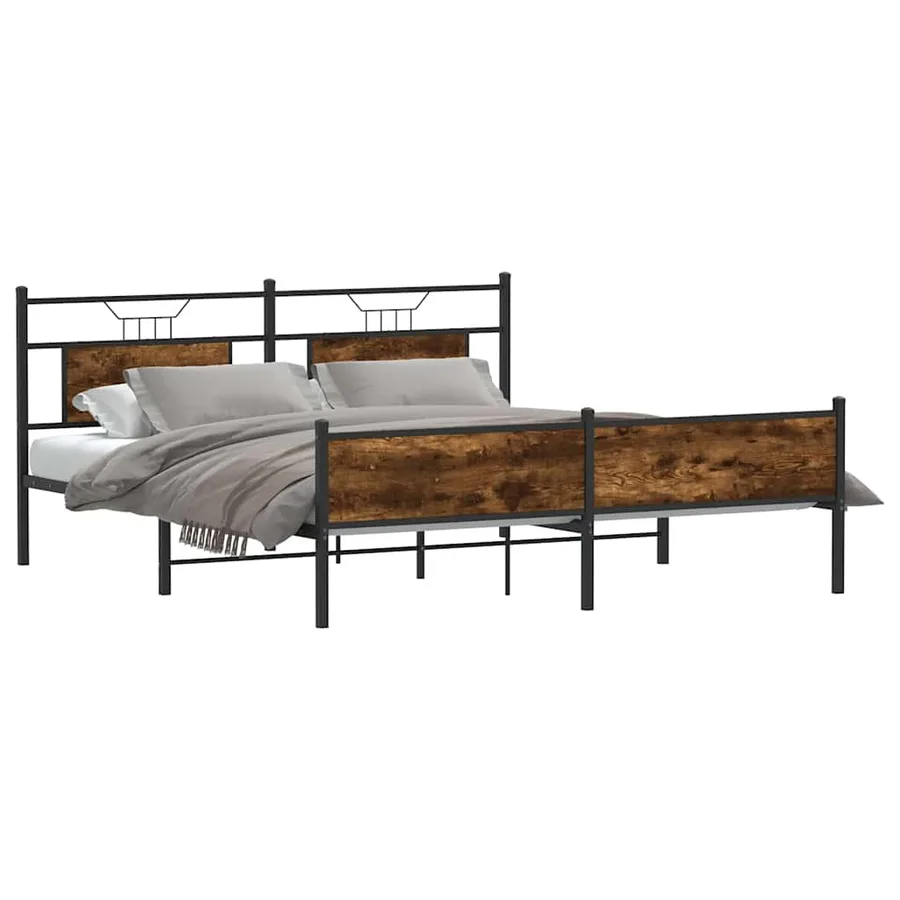 Cadre de lit en métal sans matelas chêne fumé 180x200 cm - 5