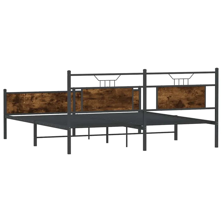 Cadre de lit en métal sans matelas chêne fumé 180x200 cm - 8