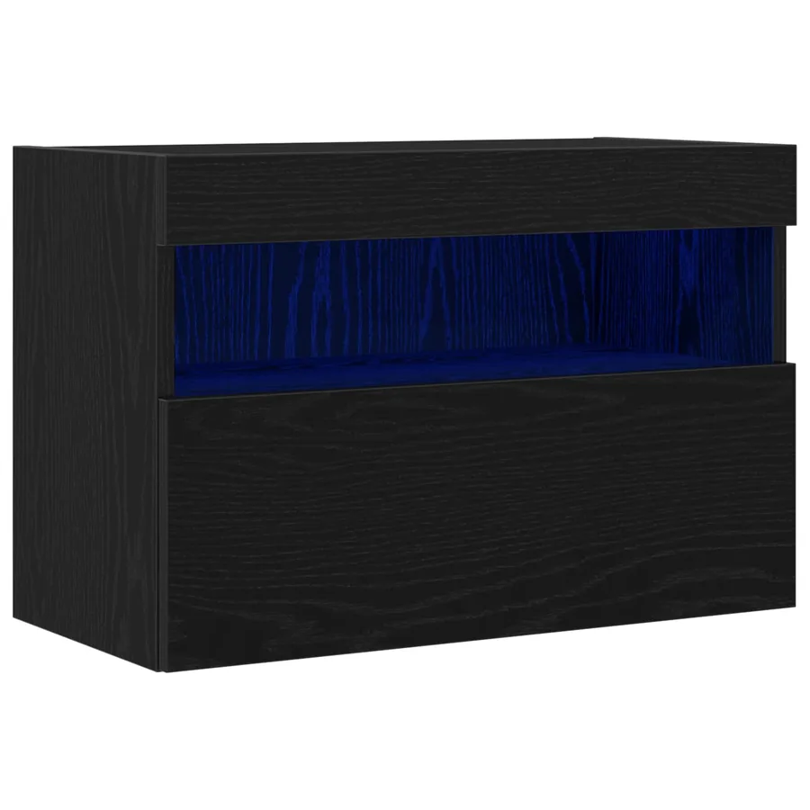 Meuble TV mural Chêne noir 60 x 30 x 40 cm Bois d'ingénierie - 2