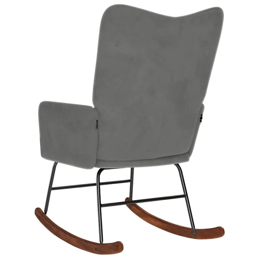 Chaise à bascule Gris foncé Velours - 5