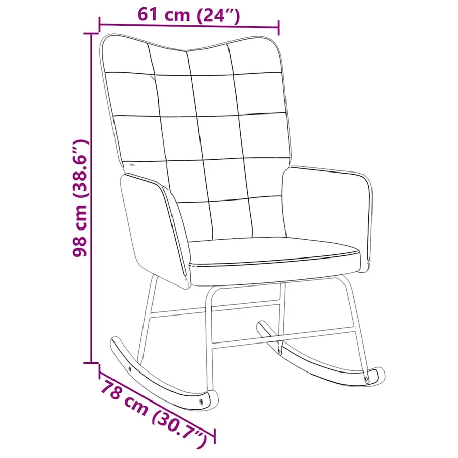 Chaise à bascule Gris foncé Velours - 8
