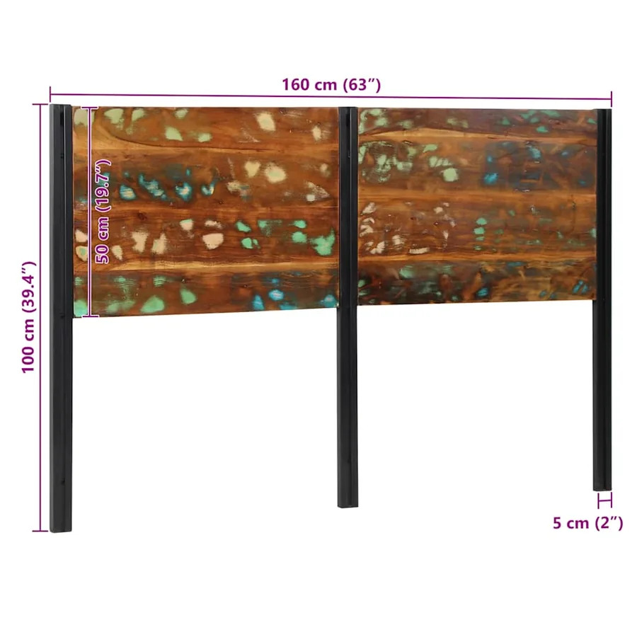 Tête de lit 160 cm bois massif récupéré et fer - 10