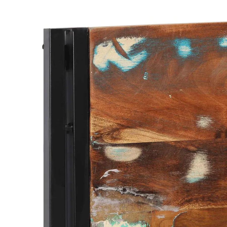 Tête de lit 120 cm bois massif récupéré et fer - 6
